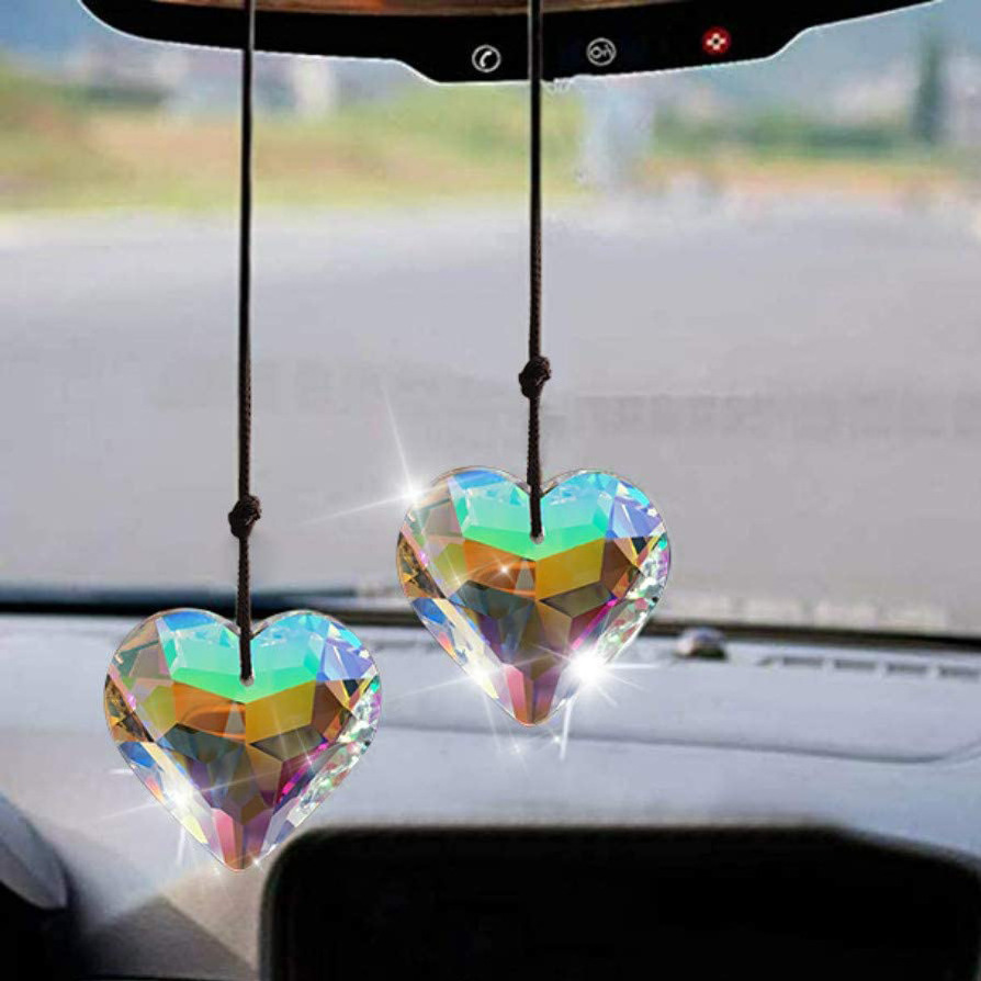 Lighting Pendant Sun Catcher Prism Hanging Decoration Rainbow Office Accessories Sun catcher Crystal Peach Heart Prism Pendant