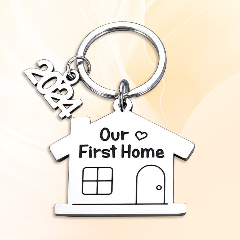 2024 New Our First Home Stainless Steel Keychain Stay in New Room Pendant housewarming Gift