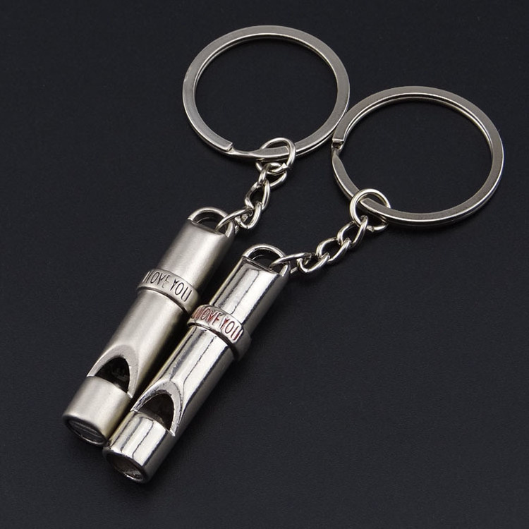 (One Pair) Multifunctional Couple Whistle Key Chain Creative Metal Couple Key Chain Business Free Gifts Small Gifts Wholesale