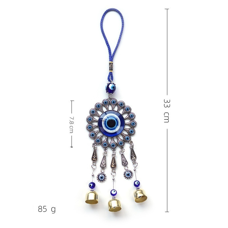 Metal Zinc Alloy Hot Sale Evil Eyes Mirror Car Pendant Glass Decoration Beautiful Evil Eyes Key Ring Tassel Car Hangings