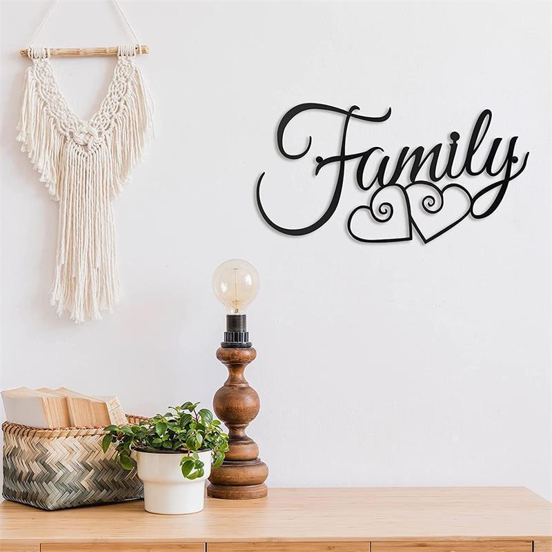 Family Metal Wall Art Black Love Home Decoration New Home Interior Art Decorations Arts And Crafts