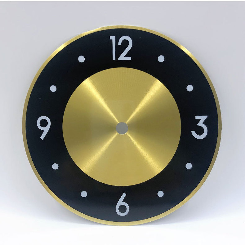 OEM Polished Gold Base And White Circle Clock Face Simple Iron Wall Clock Aluminum Plate Accessories Clock Dial