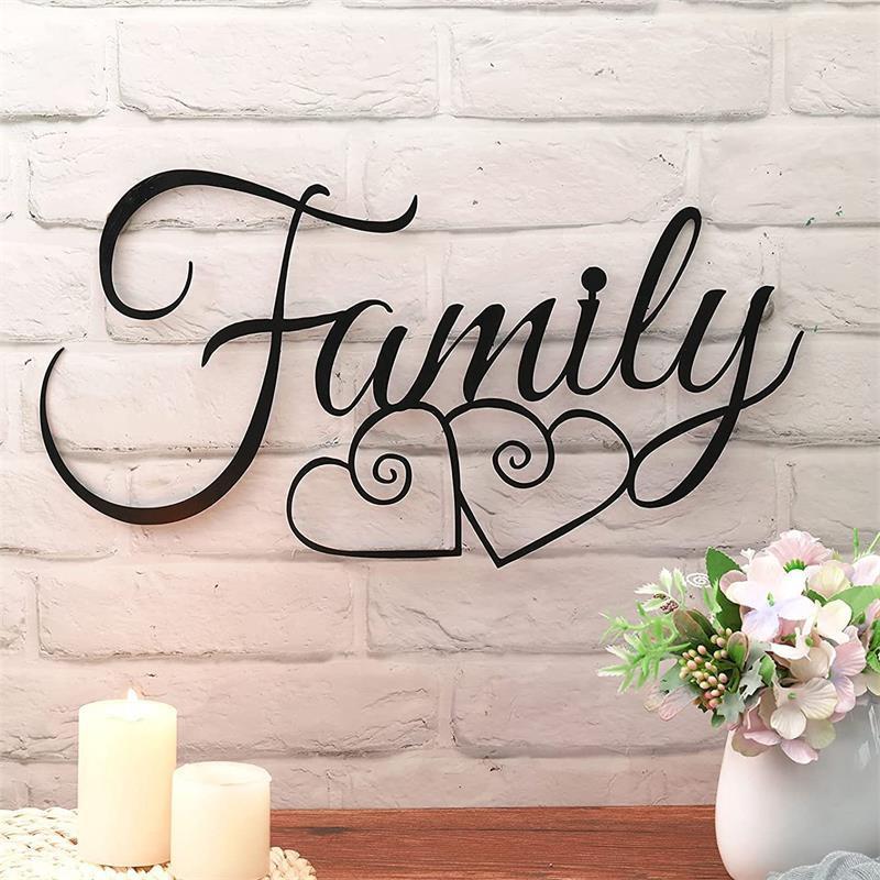 Family Metal Wall Art Black Love Home Decoration New Home Interior Art Decorations Arts And Crafts