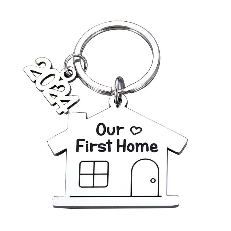 2024 New Our First Home Stainless Steel Keychain Stay in New Room Pendant housewarming Gift