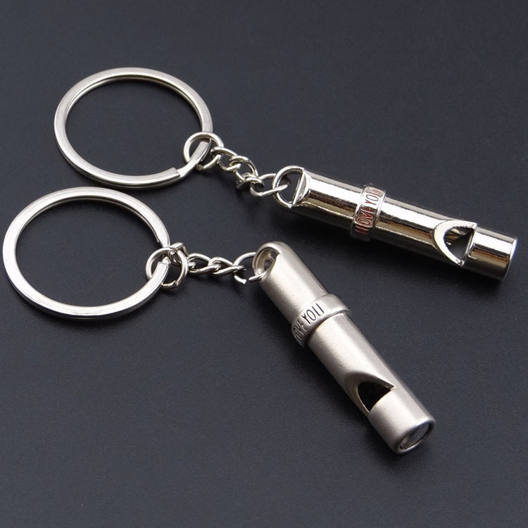 (One Pair) Multifunctional Couple Whistle Key Chain Creative Metal Couple Key Chain Business Free Gifts Small Gifts Wholesale