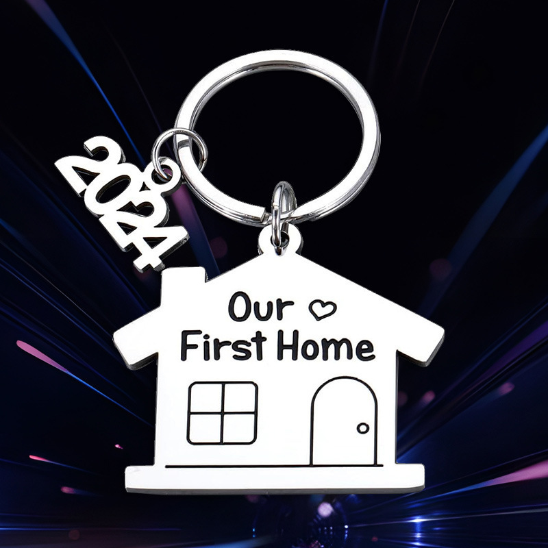 2024 New Our First Home Stainless Steel Keychain Stay in New Room Pendant housewarming Gift