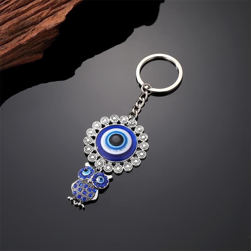 Elephant Butterfly Owl Dolphin Pendant For Car Key Holder Bohemian Blue Evil Eye Keychain Crystal Lucky Charms