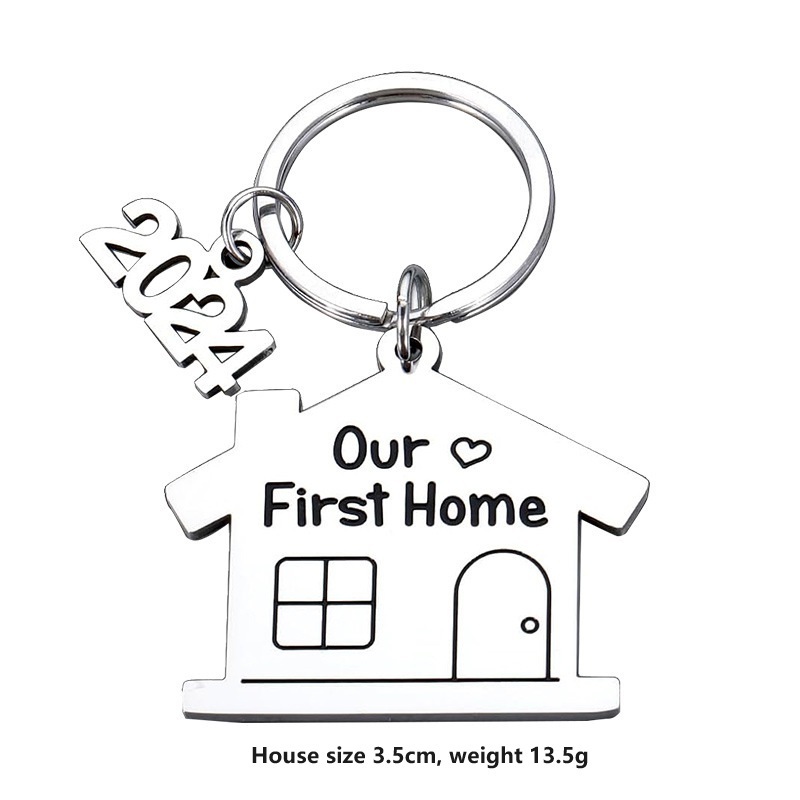 2024 New Our First Home Stainless Steel Keychain Stay in New Room Pendant housewarming Gift