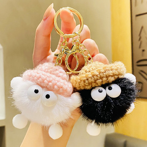 Fancy Mink Fur Ball Key Rings Cute Soft Mini Toy Plush Coalball Keychain Fashion Small Size Stuffed Soft Miniature Key Chains