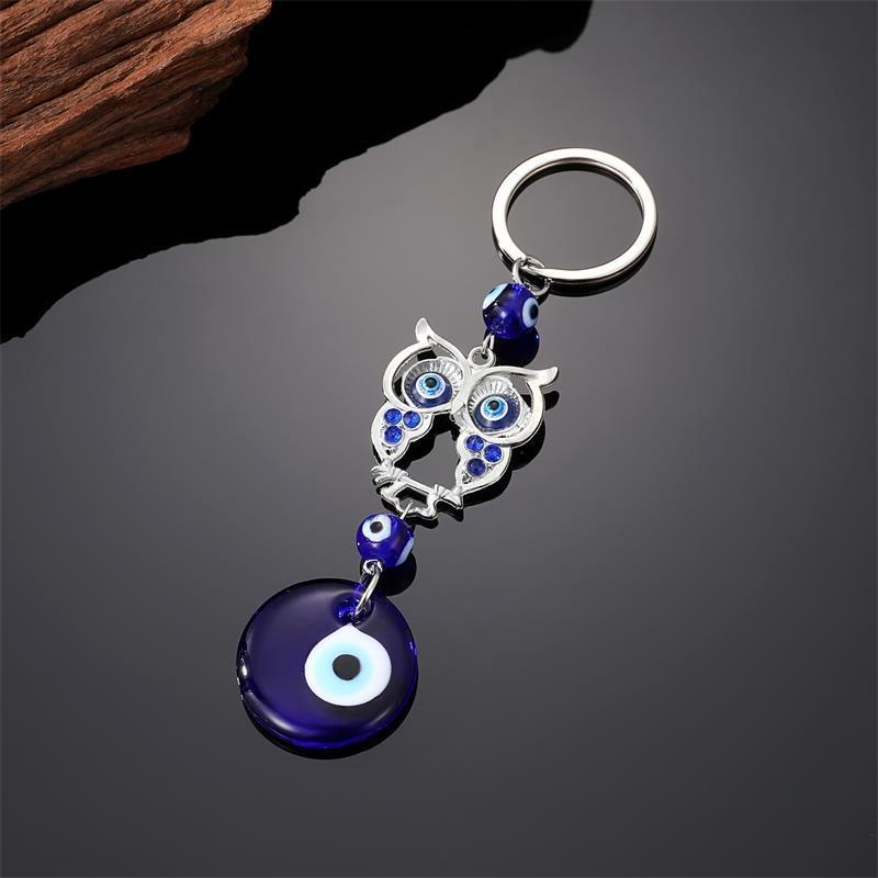 Elephant Butterfly Owl Dolphin Pendant For Car Key Holder Bohemian Blue Evil Eye Keychain Crystal Lucky Charms