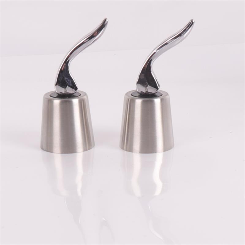 Wine Stoppers Stainless Steel Wine Bottle stopper Plug with Silicone Reusable Wine Saver Leak proof Keep Fresh Silver