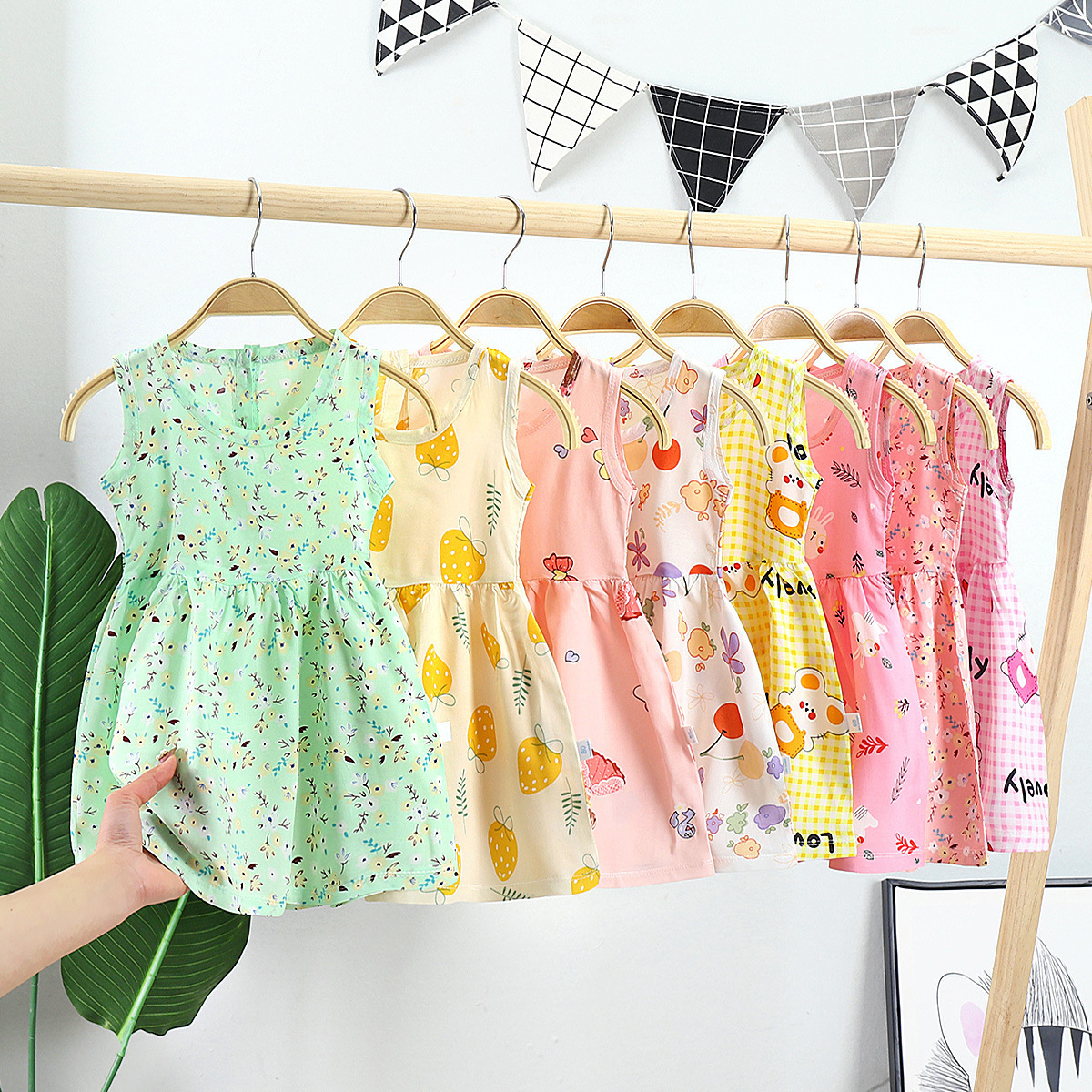 Factory Price Summer 9 Month Girl Princess Dresses Infant Clothing Printing Party Dress For 2-12 Years Old Girls