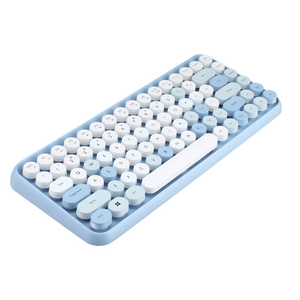 2.4GHz  Wireless Keyboard Typewriter Keyboard with 86 Colorful Round Key Office Computer Retro Keyboard