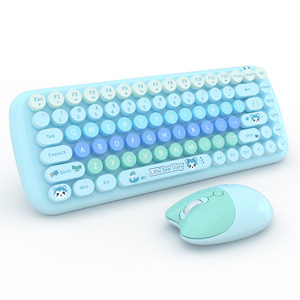 The New 2.4G Colorful Typewriter Wireless Keyboard Mouse Combo with Round Keycaps  In Stock