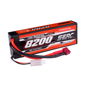 SUNPADOW 2S 7.4V Lipo Battery 8200mAh 100C Hard Case with Deans T Plug for RC Car Truck Boat Vehicles Tank Buggy Racing Hobby