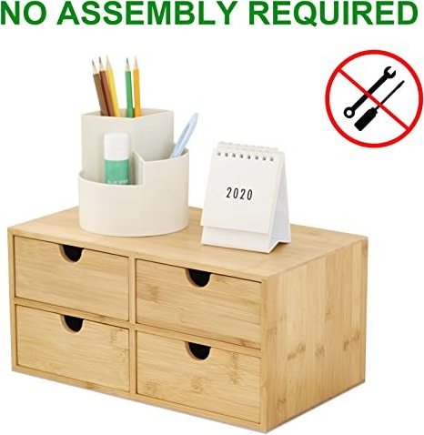 Mini Bamboo Desk Drawer Bamboo Desk Organizer with 4 Drawers