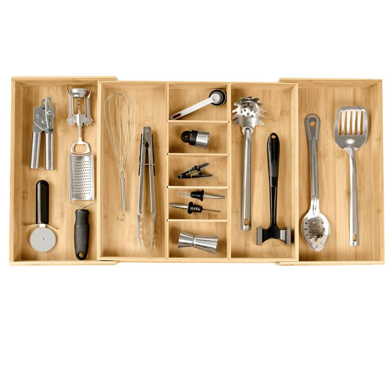 Premium Expandable Silverware Flatware and Utensil  Kitchen Drawers Organizer Bamboo Kitchen Drawer Organizer Utensil Tray