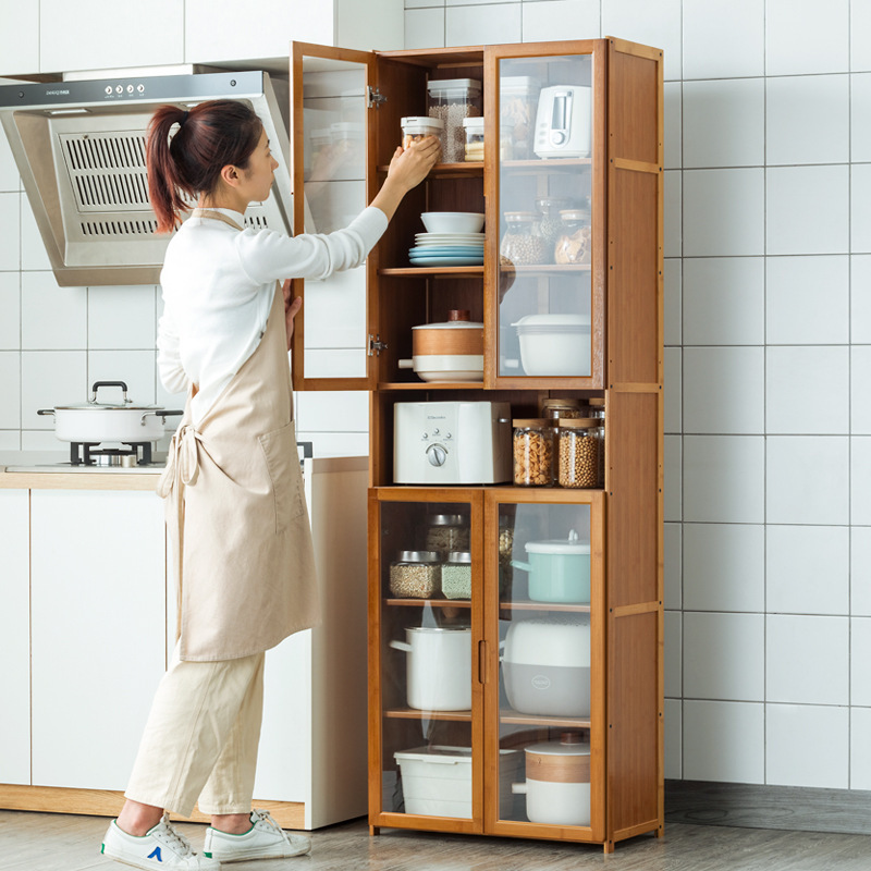 High Quality Kitchenware Spice Jar Kitchen Gadgets Storage Rack Shelf Bamboo Kitchen Storage Cabinets