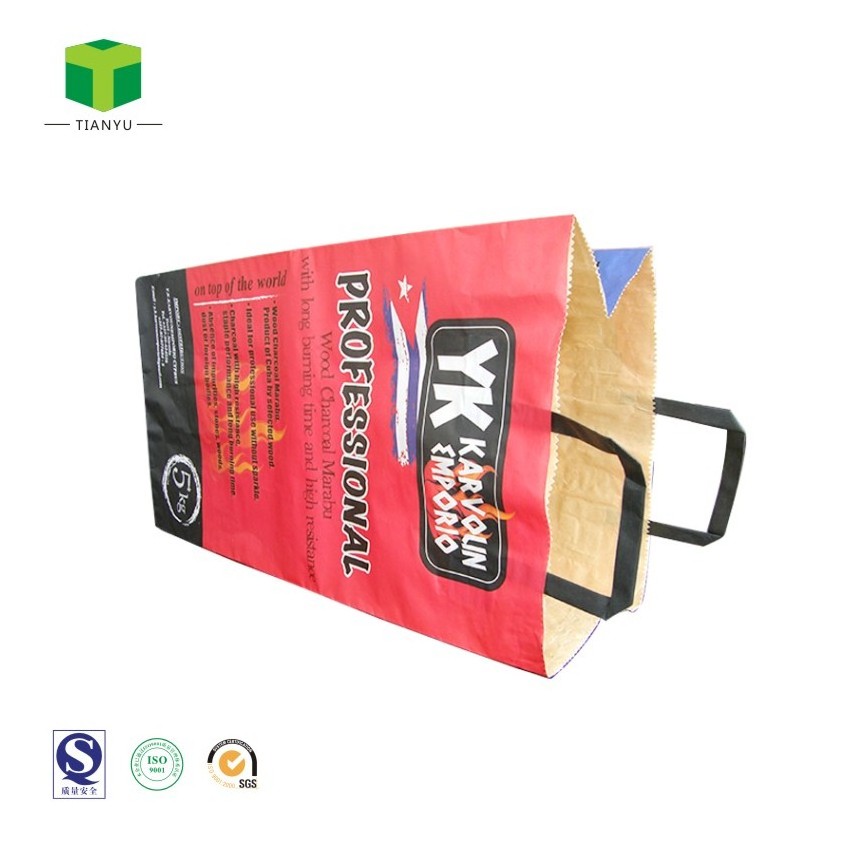 Customized 5Kg 10Kg 20Kg 25Kg Bbq Hardwood Lump Coal Packaging Recycling Big Multilayer Brown Kraft Paper Charcoal B