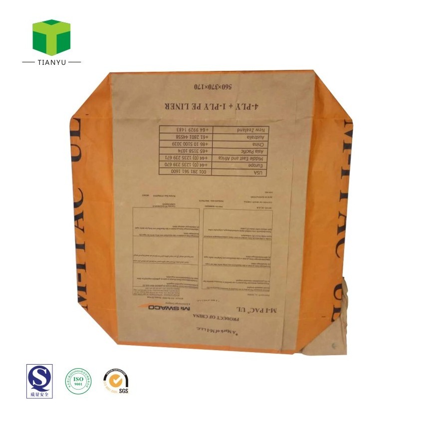 20kg 25kg 50kg industrial pasted valve multiwall paper bags packaging bags  PSVE paper bag