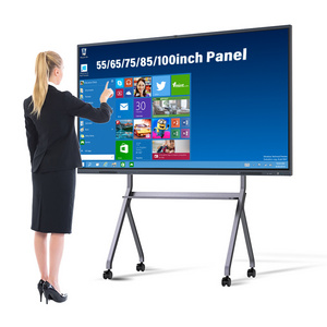 100/85/75/65 inch Touch Screen LCD Display Meeting Education Classroom mobile smart board interactive whiteboard 82 inch stand