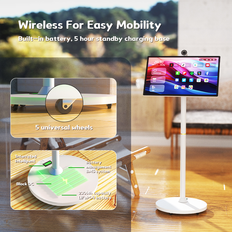 Freely Rotating Stand Android Smart Tv IPS HD 10 Points Touch Screen Removable Charging Stand 21.5' Standbyme Led Smart Tv