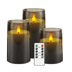 Grey acrylic battery operated flameless candles LED Pillar flameless candles with remote for party home decoration