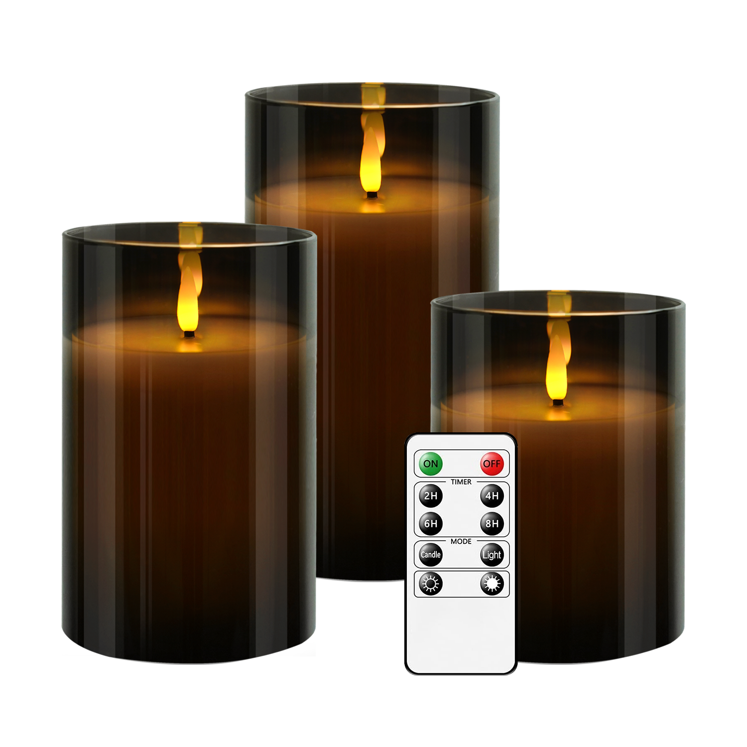 hot selling high quality flameless led candle grey glass pillar candles remote control flickering led candles