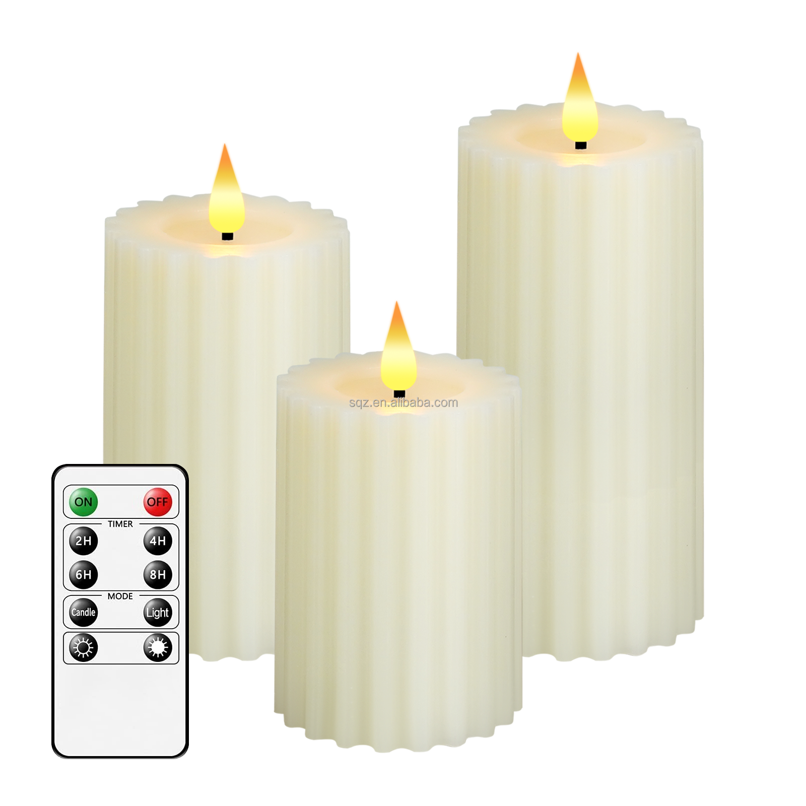 Set of 3 LED Real Wax Flickering Candles Battery Operated Flameless Pillar Candle with 24 Hours Timer remote for Wedding Party