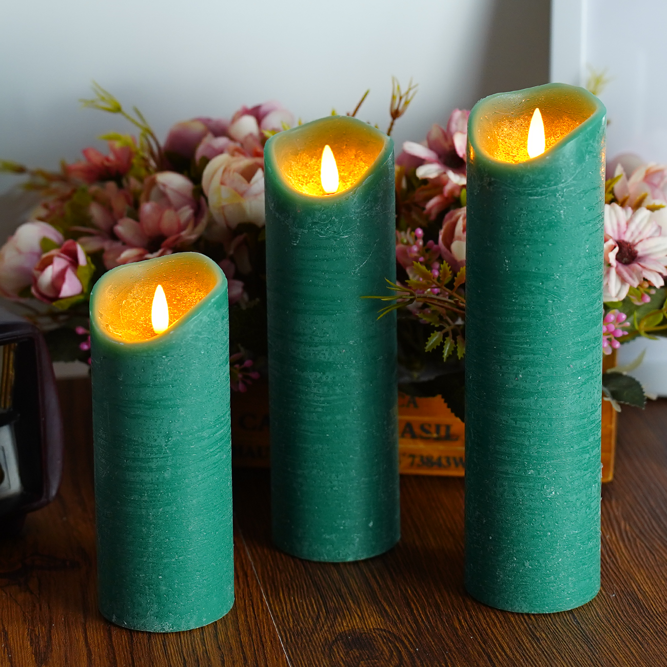 Factory led light pillar candles Wax Pillar Moving Control Flameless led candles with moving flame led pillar candles