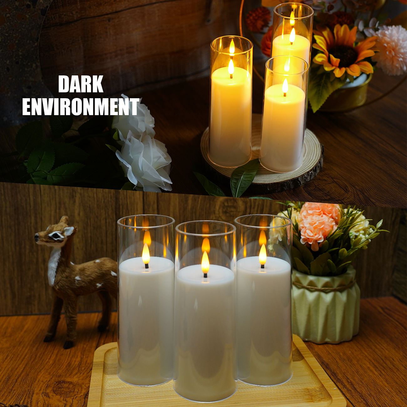 Competitive Price Clear  acrylic Flameless Candles with Timer Pure White Wax LED Pillar Candles