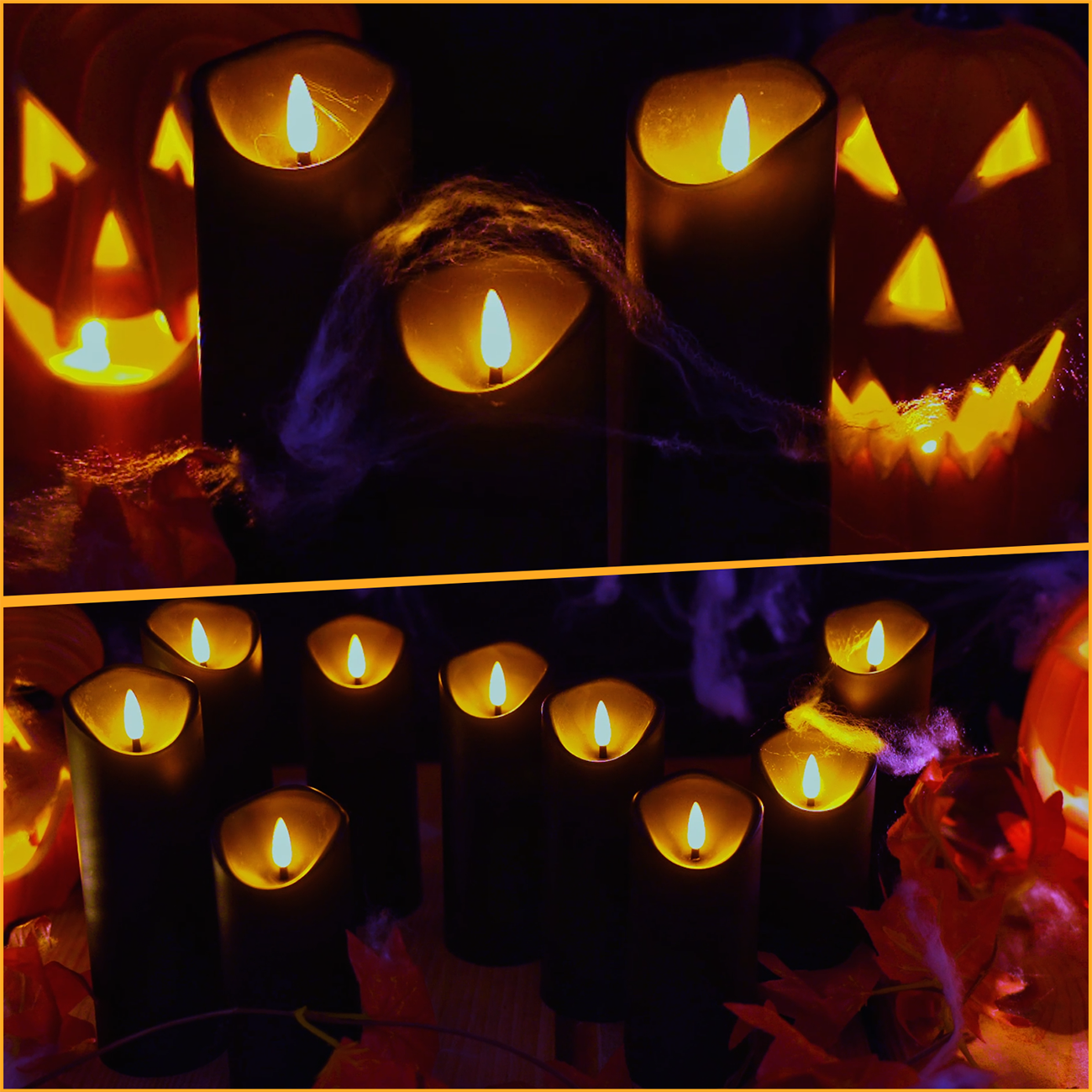 LED candles set for Halloween remote flickring candles flameless AA battery candle with new style bullet wick replaced