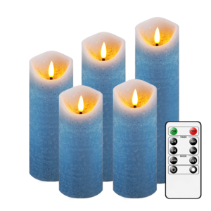 Hot Sale Real wax blue Flicker Moving Wick Led Candle 3D Bullet Shape Flameless Pillar Electric Candle For Home Decoration