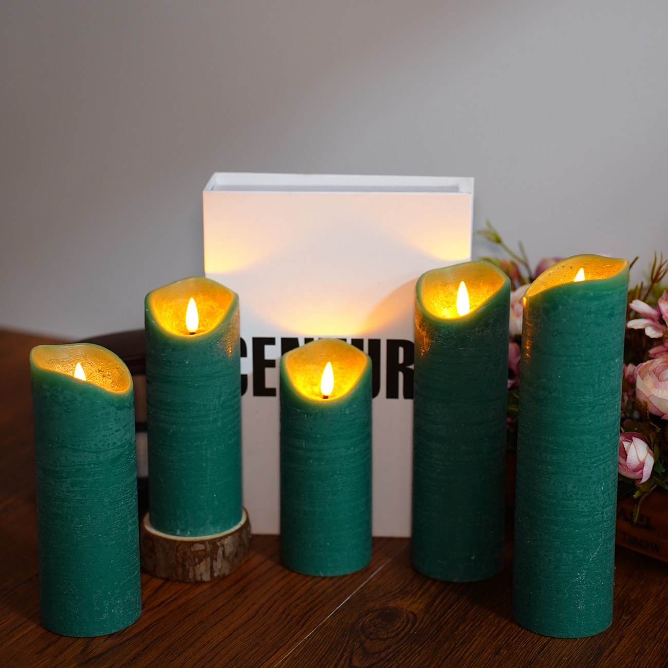 Factory led light pillar candles Wax Pillar Moving Control Flameless led candles with moving flame led pillar candles