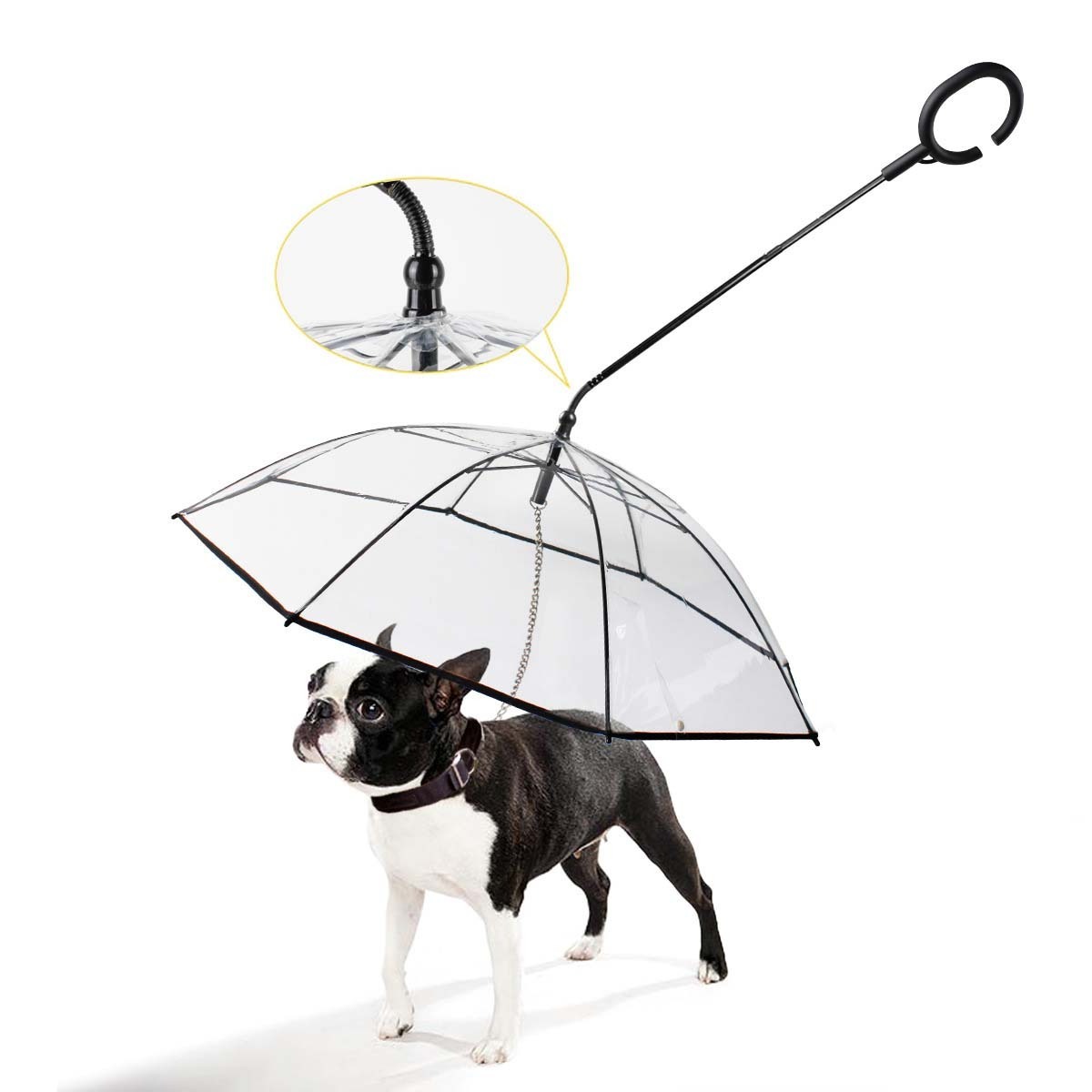 Manufacturers wholesale 2023 hot sell transparent transparent waterproof pet rain gear dog cat umbrella with leash