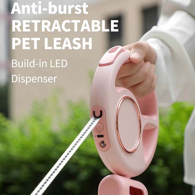 New LED Dog Leash for Medium Dogs up to 99lb Retractable Dog Leash with LED Light