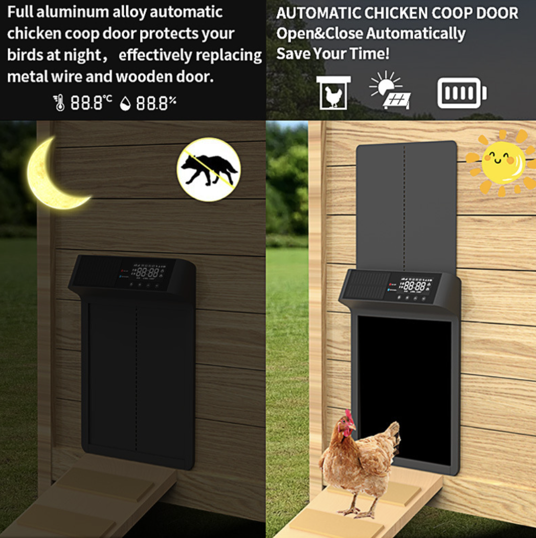 Automatic Light Sensing Smart Pet Door Chicken Dog Cat APP+ Bluetooth Control Solar Energy Storage Chicken House Door Pet Cage