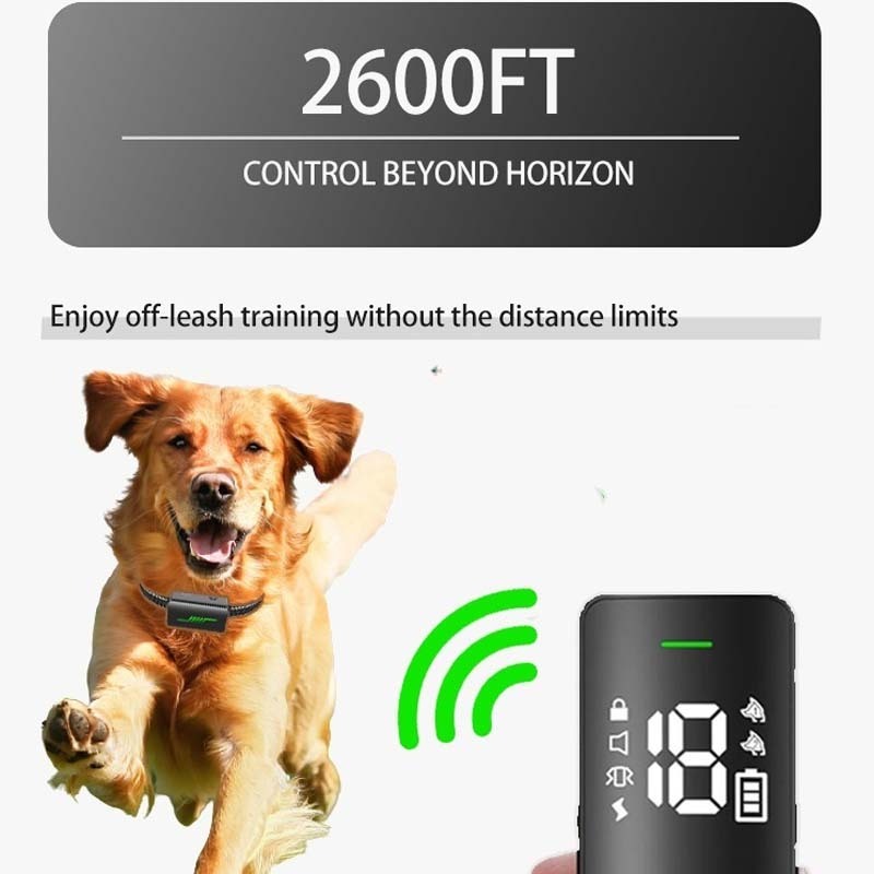 Top 2600-Ft Remote Range Rechargeable Waterproof Dog Bark Collar Remote Control Dog Pet Training Shock Collar