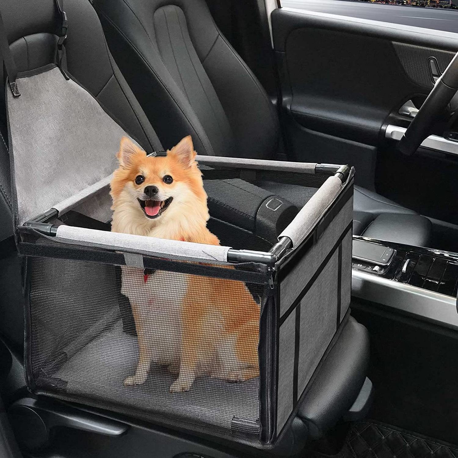 wholesale  Pet Backseat Cover Waterproof Portable Travel Small Dog Car Booster Armrest Middle Center Console Seat with Belt