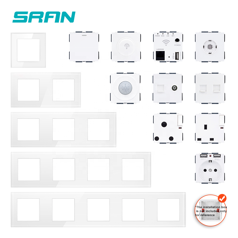 Glass Panel Socket Uk Power Outlet Universal Wall Mounted Uk Wall Socket