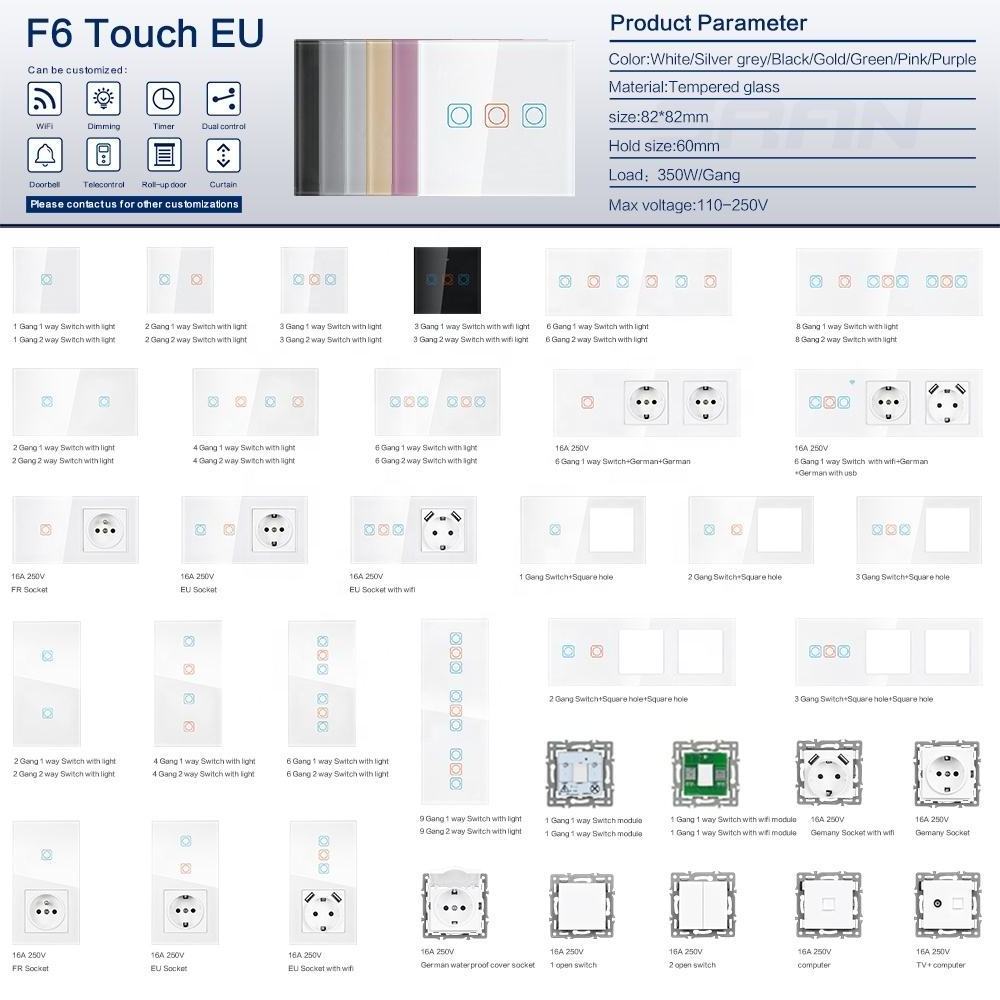 Smart Home Accessories Wall Sockets Switches European Electrical Light Switch Wifi with Socket