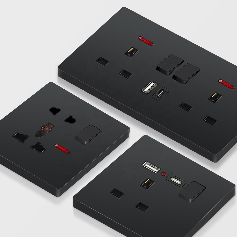 Luxury Wall British Electrical on off Switch and Socket UK Standard Switch USB Socket