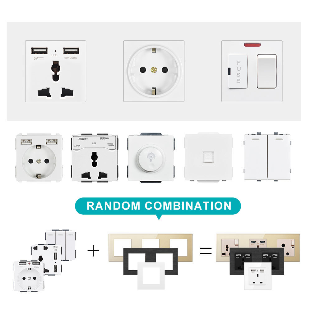 Universal Tupe Switch Wall Sockets 2 Usb Switches Universal Outlet Powered Plug