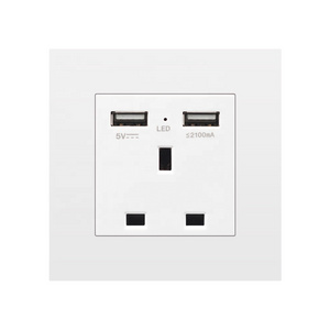 Uk 2 usb pc white panel 220v wall single plugs sockets