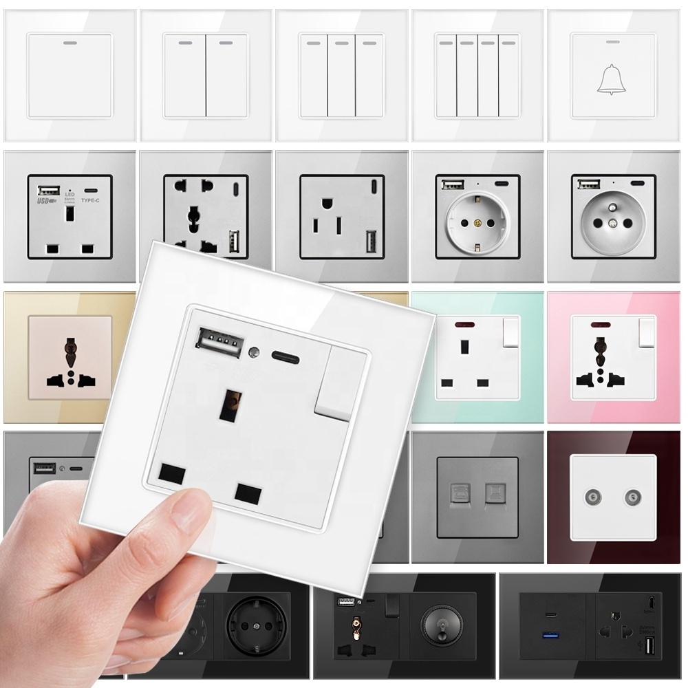 Sran 13A 1 Gang Switched Socket British Standard Wall Socket  Switch with neon