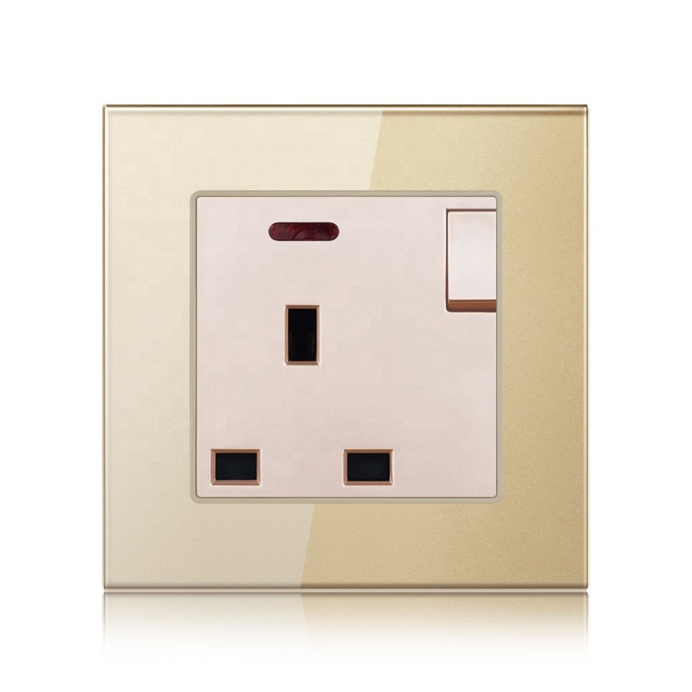 Sran 13A 1 Gang Switched Socket British Standard Wall Socket  Switch with neon