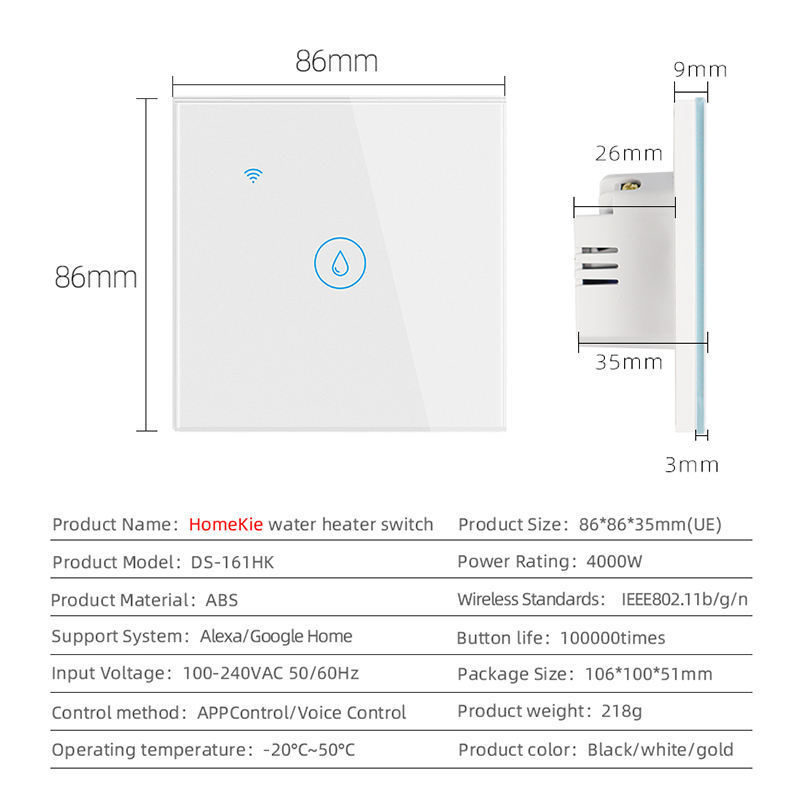 Electrical 20A Wifi Remote Voice Timer Boiler Water Heater Smart Switch for Water Heater