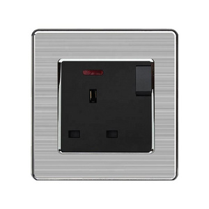 Modern Black Wall Light Switch 2022 Stainless Steel Metal 13a Socket Outlet Uk