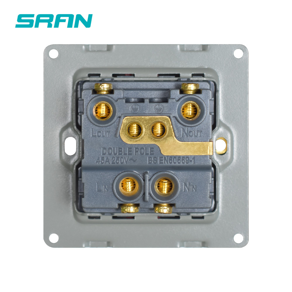 British Standard Wenzhou Factory PC Plate 45A Air Conditioner Wall Switches With Neon