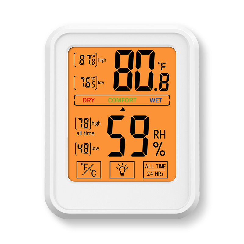 Indoor temperature and humidity meter luminous large screen hung or stand household electronic hygrometer